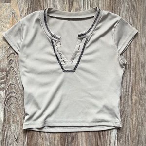Gray & white crop top